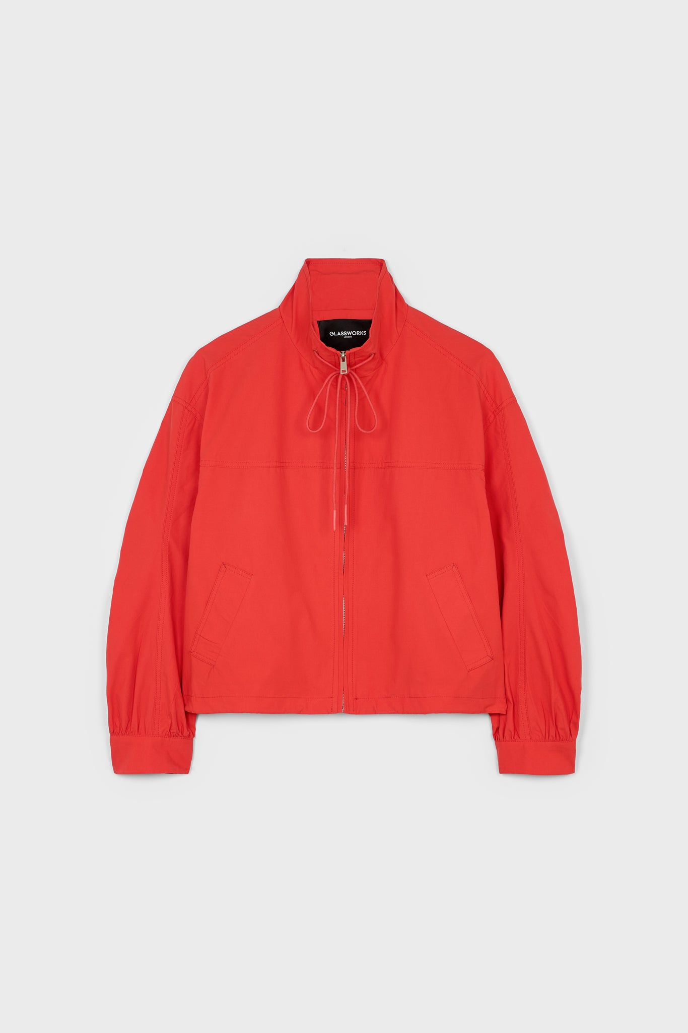 Bright red zip up short sports jacket_1