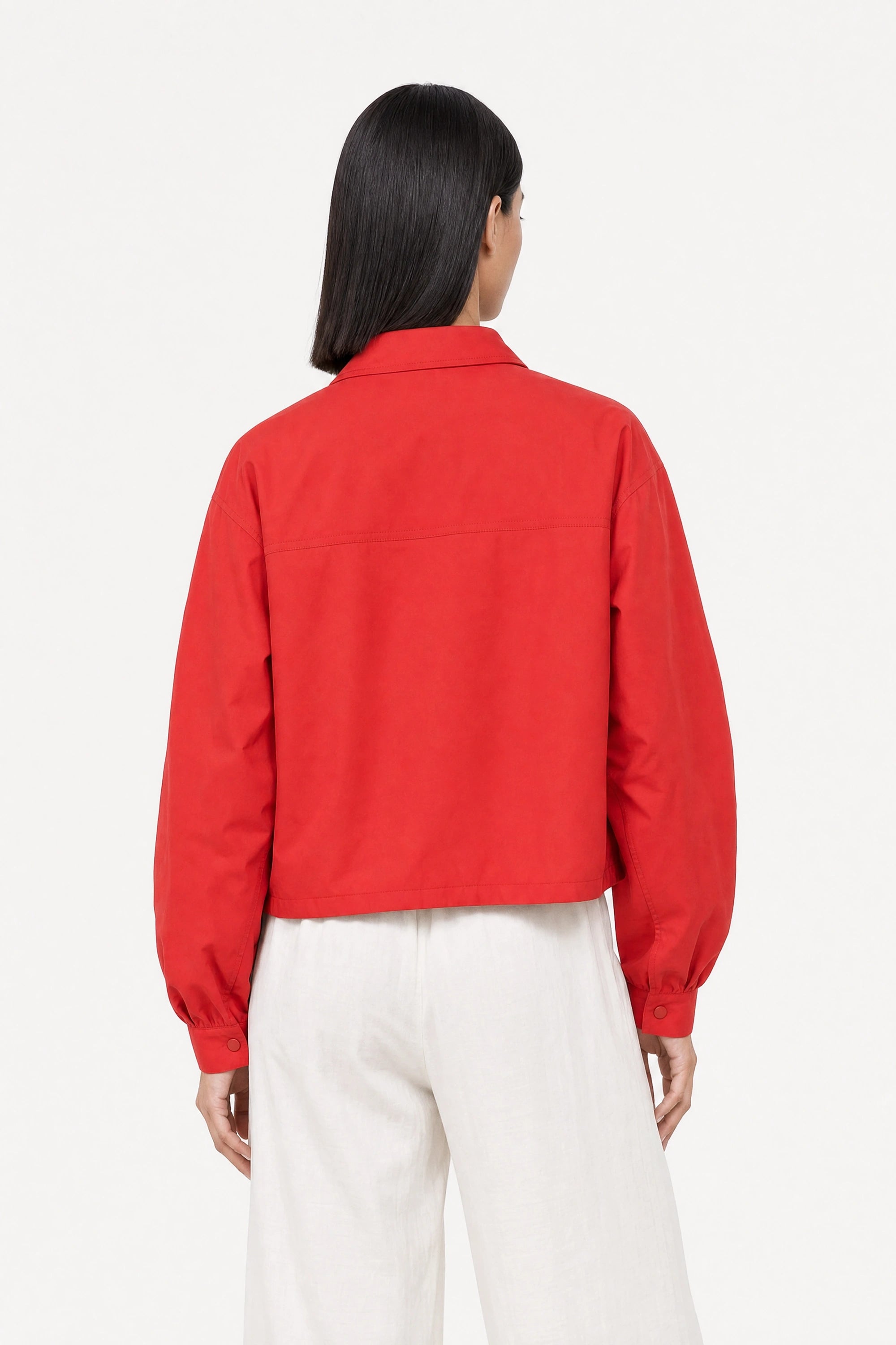 Bright red zip up short sports jacket_5