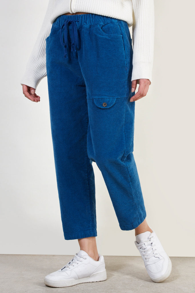 Bright blue corduroy mini pocket trousers_1
