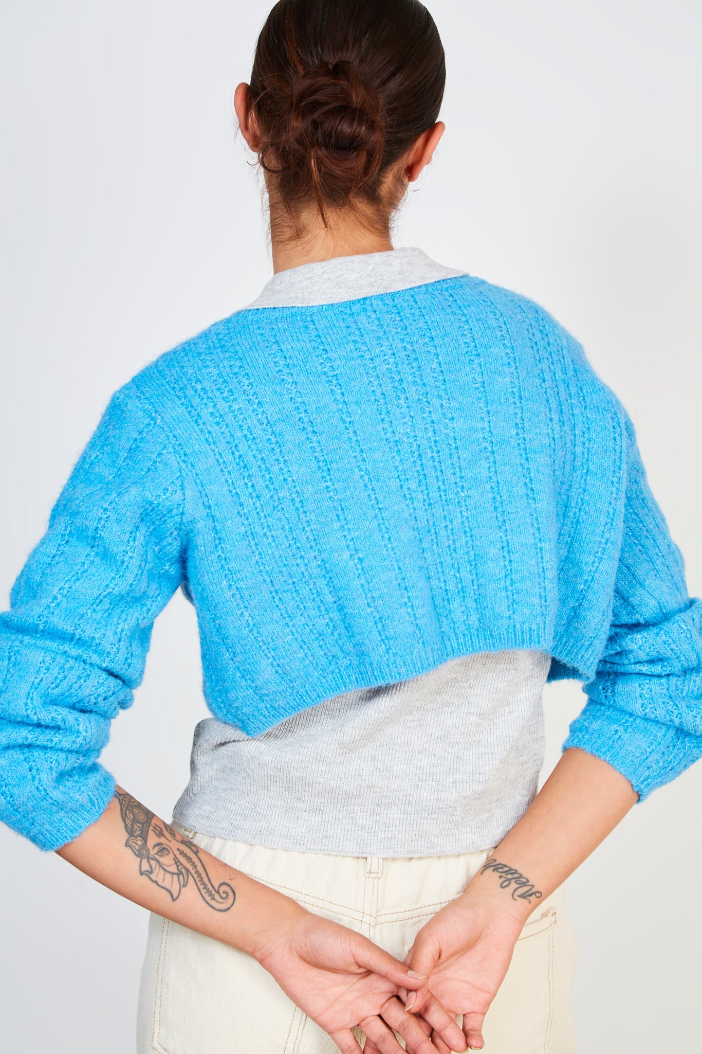 Bright Blue Double Tie Cardigan Glassworks London Bright Blue Double Tie Cardigan Glassworks London