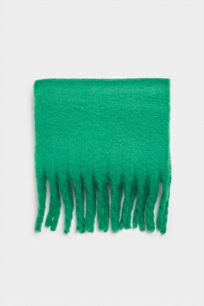 Bright green fuzzy thick scarf_1