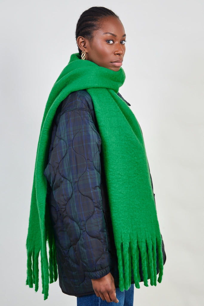 Bright green fuzzy thick scarf_3