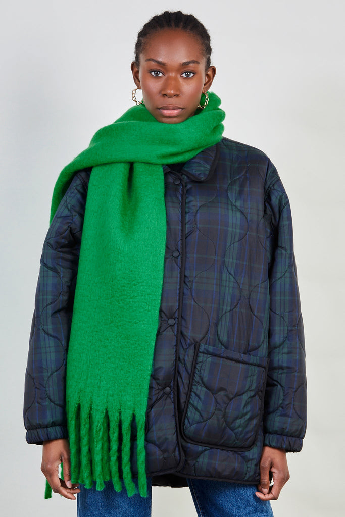 Bright green fuzzy thick scarf_4