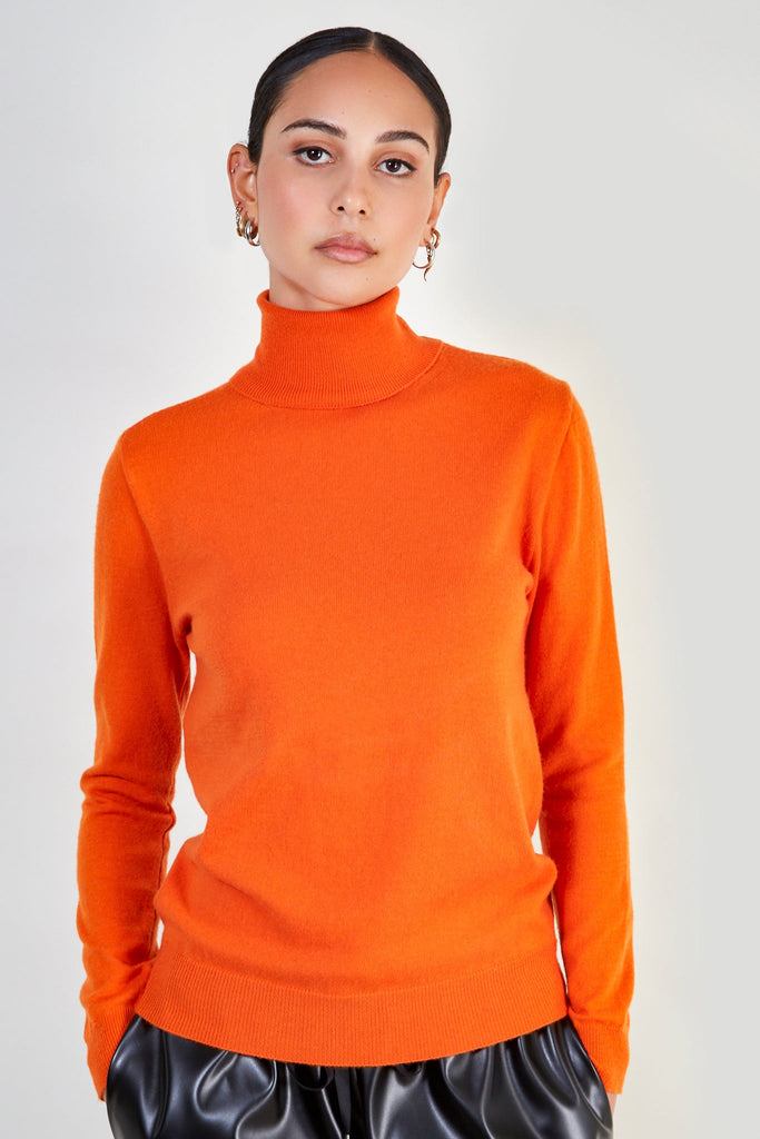 Bright orange cashmere blend turtleneck_1
