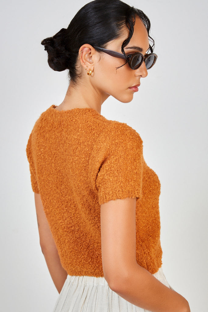 Bright orange textured poodle knit tee_3