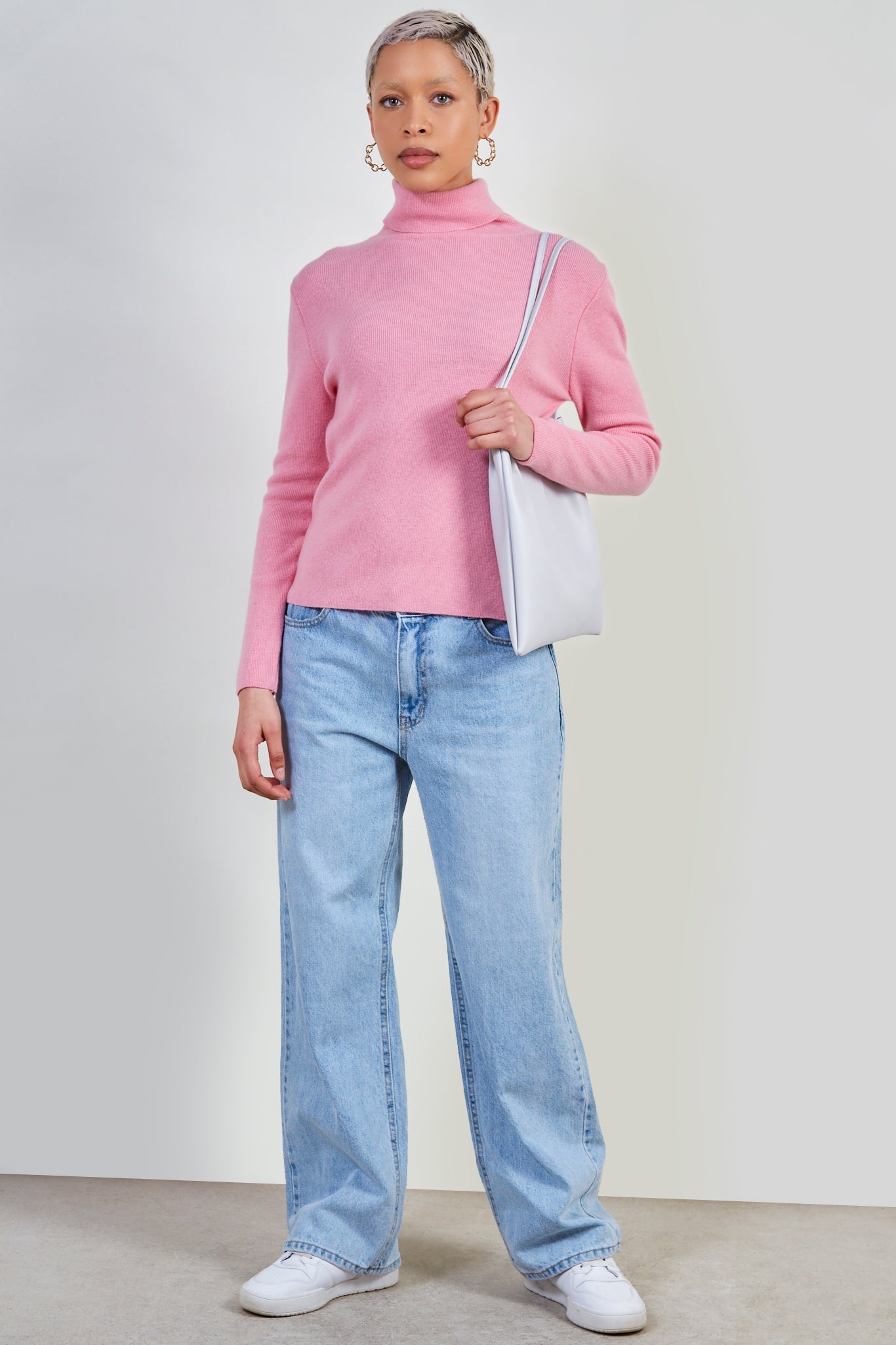 Bright pink cashmere blend turtleneck_2