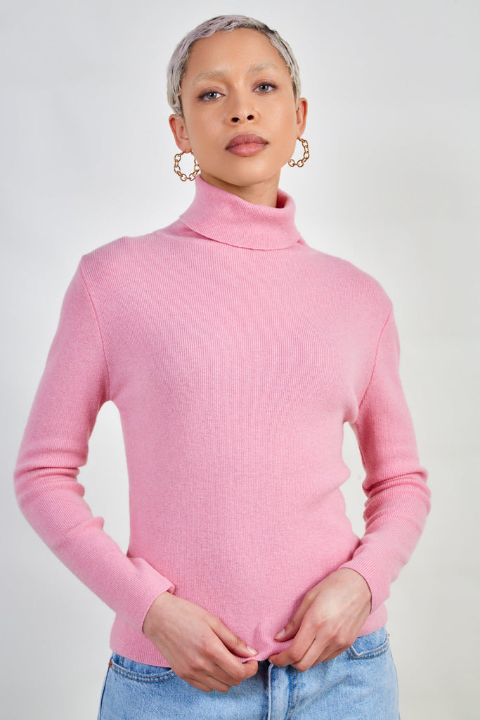 Bright pink cashmere blend turtleneck_1