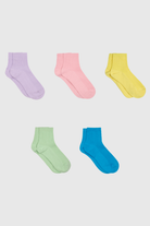 Bright short cotton blend socks - Set of 5