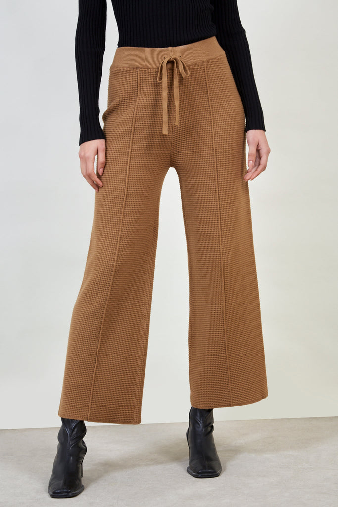 Brown waffle knit trousers_1