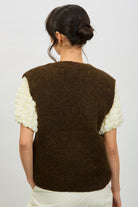 Brown alpaca wool blend V neck sweater vest_2