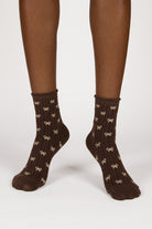 Brown and beige tiny ribbon socks_2
