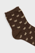 Brown and beige tiny ribbon socks_4