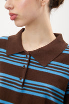 Brown and cobalt blue striped pure wool rugby jumper_2