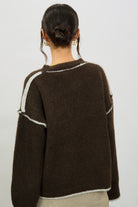 Brown and ivory wool blend asymmetric hem jumper_2