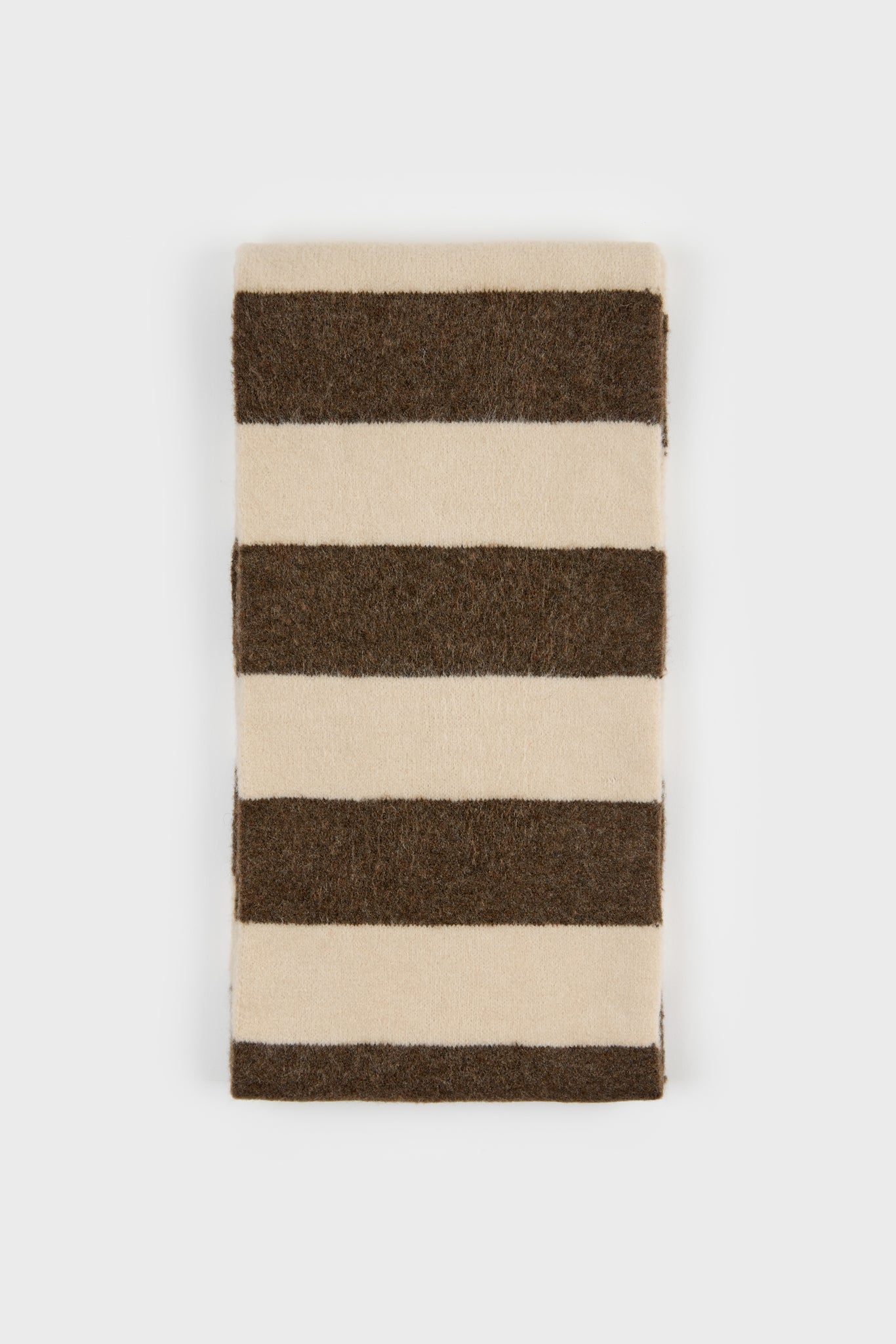 Brown and ivory wool blend block striped scarf_1