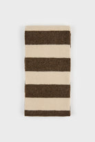 Brown and ivory wool blend block striped scarf_1