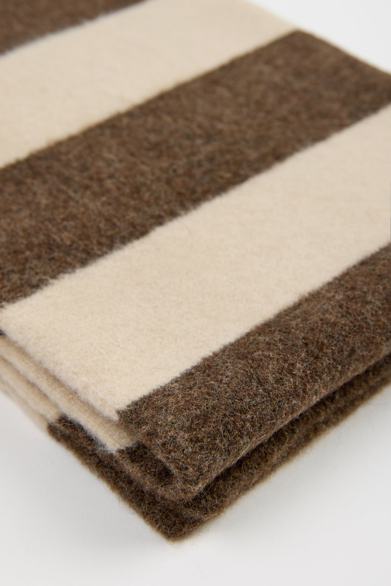 Brown and ivory wool blend block striped scarf_2