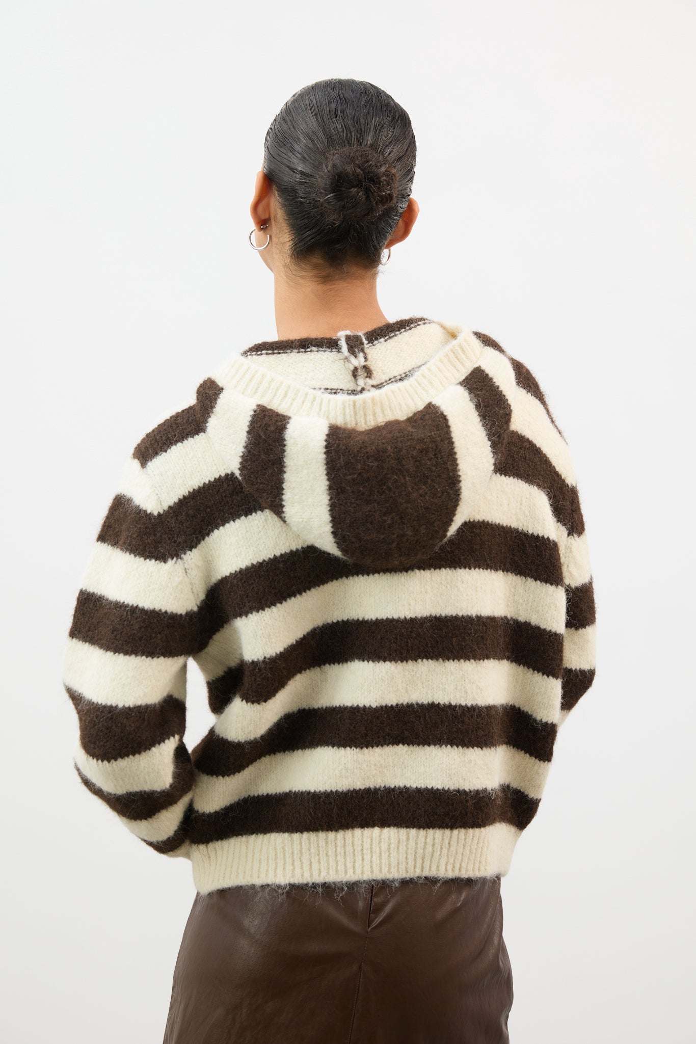Brown and ivory wool blend striped hooded jumper_2
