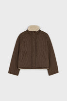 Brown checked reversible teddy fleece jacket_1