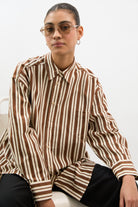 Brown and ivory multi striped oversized shirt_1