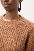 Brown flecked chunky knit cropped jumper_3