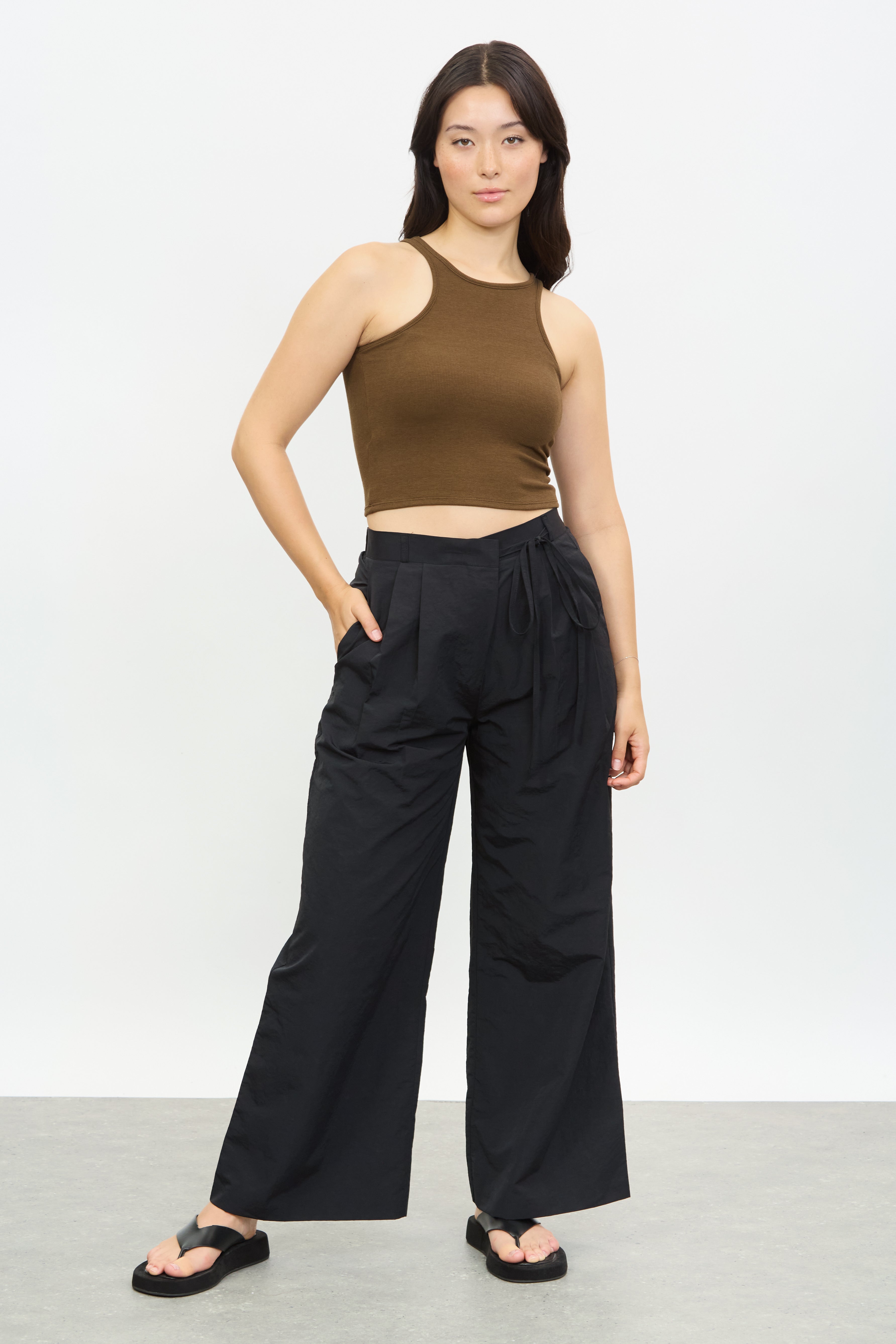 Brown jersey halter tank_4