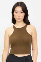 Brown jersey halter tank_1