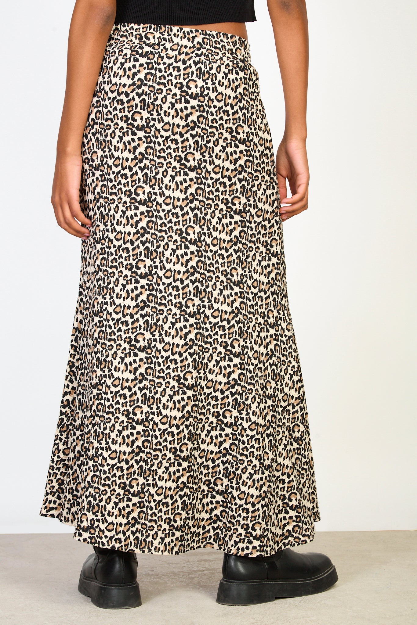 Brown leopard print maxi skirt