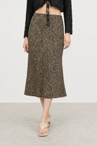 Brown leopard satin long skirt_1