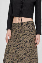 Brown leopard satin long skirt_3