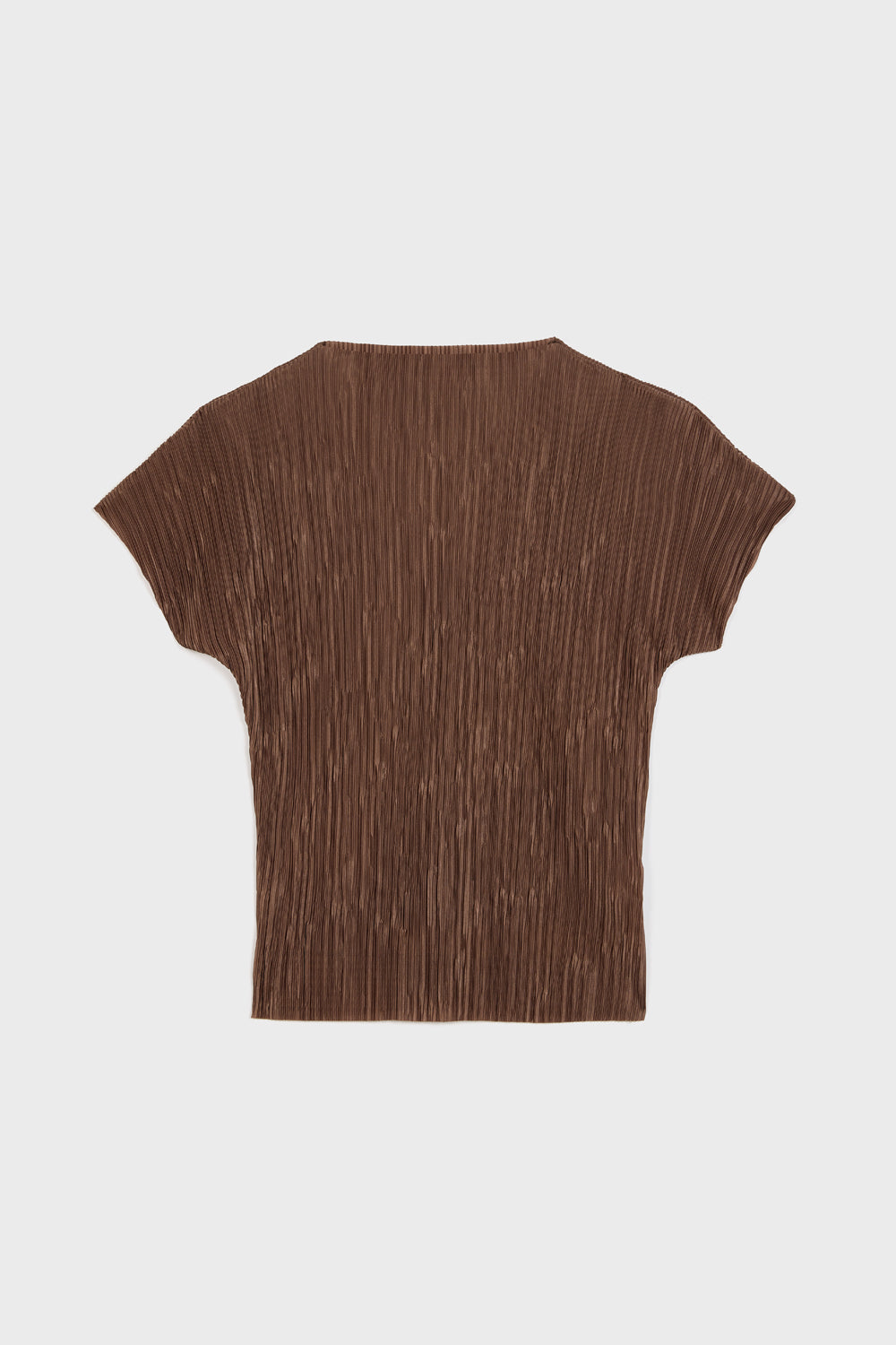 Brown pleat ribbed short sleeved top_6