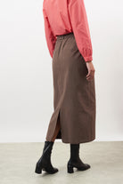 Brown pure cotton paper bag waist skirt_2