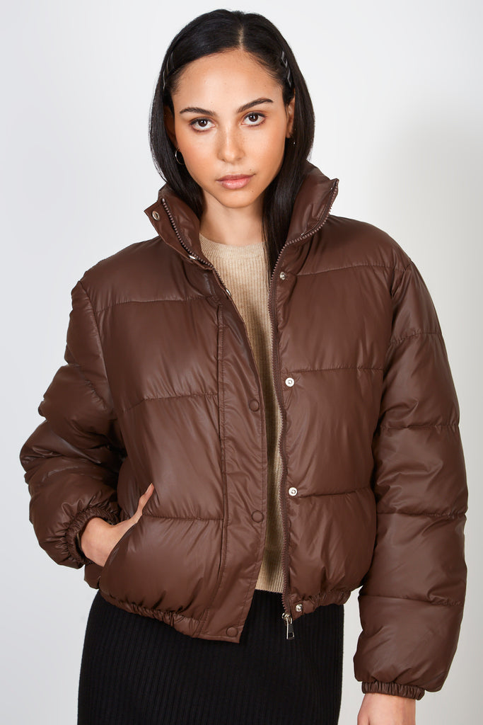 Brown short puffer jacket_2