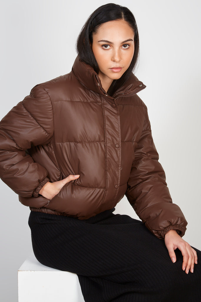 Brown short puffer jacket_1