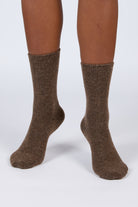 Brown smooth cashmere wool blend socks_4