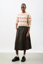 Brown vegan leather block skirt_4
