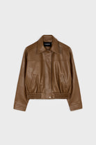 Brown vegan leather short jacket_6