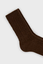 Brown wool blend cableknit socks_2