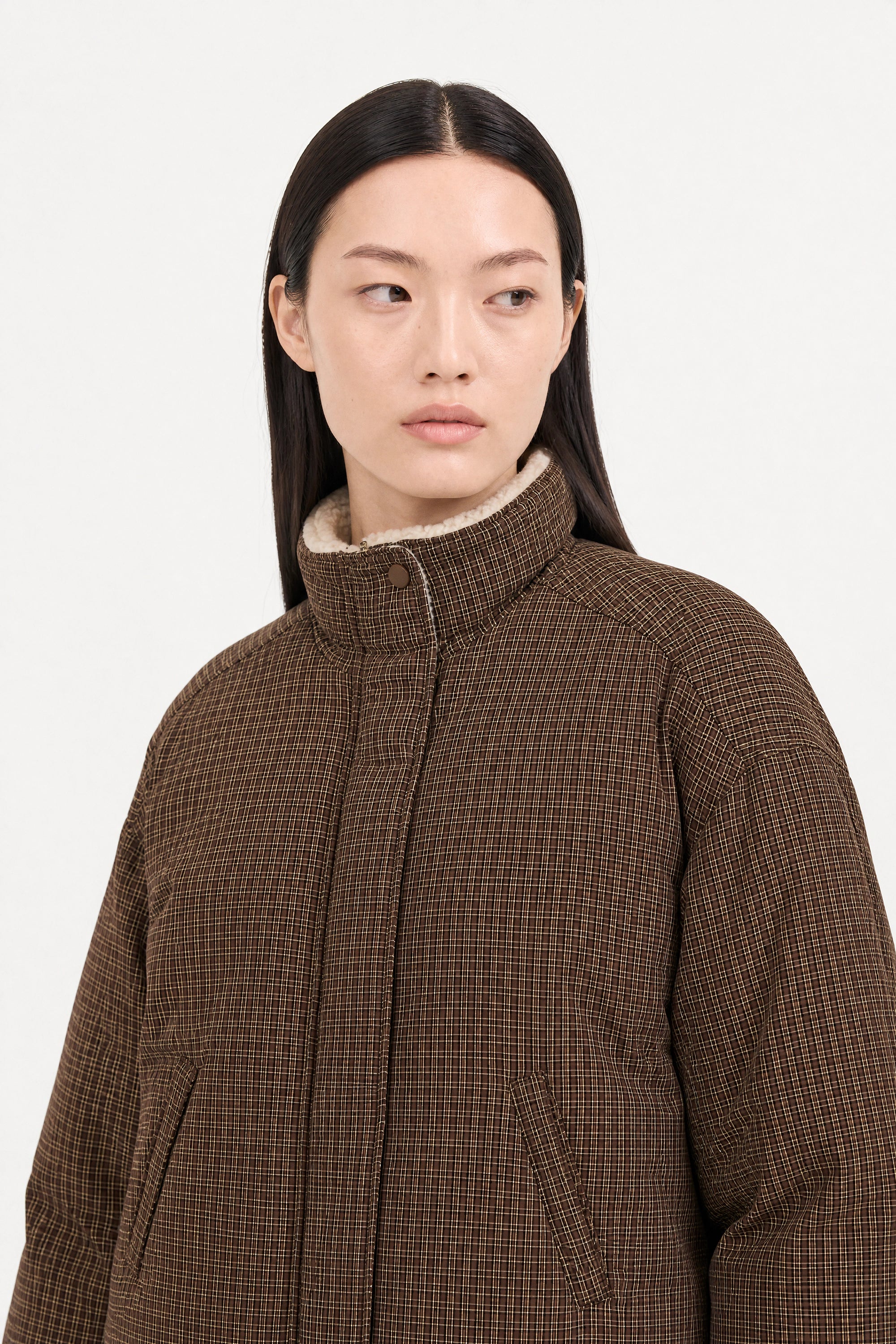 Brown checked reversible teddy fleece jacket_6