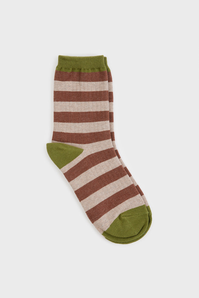 Brown beige and khaki striped socks_2