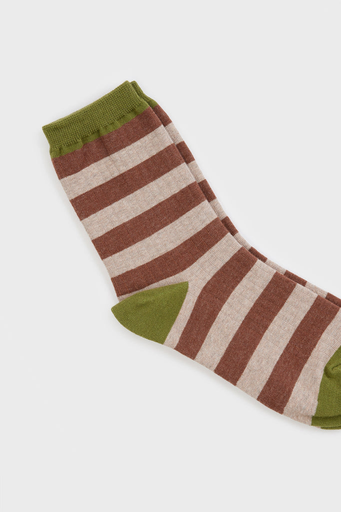Brown beige and khaki striped socks_3