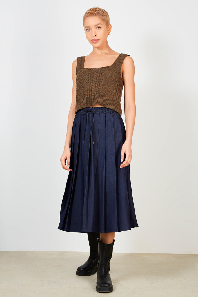 Brown cableknit thick strap tank_3