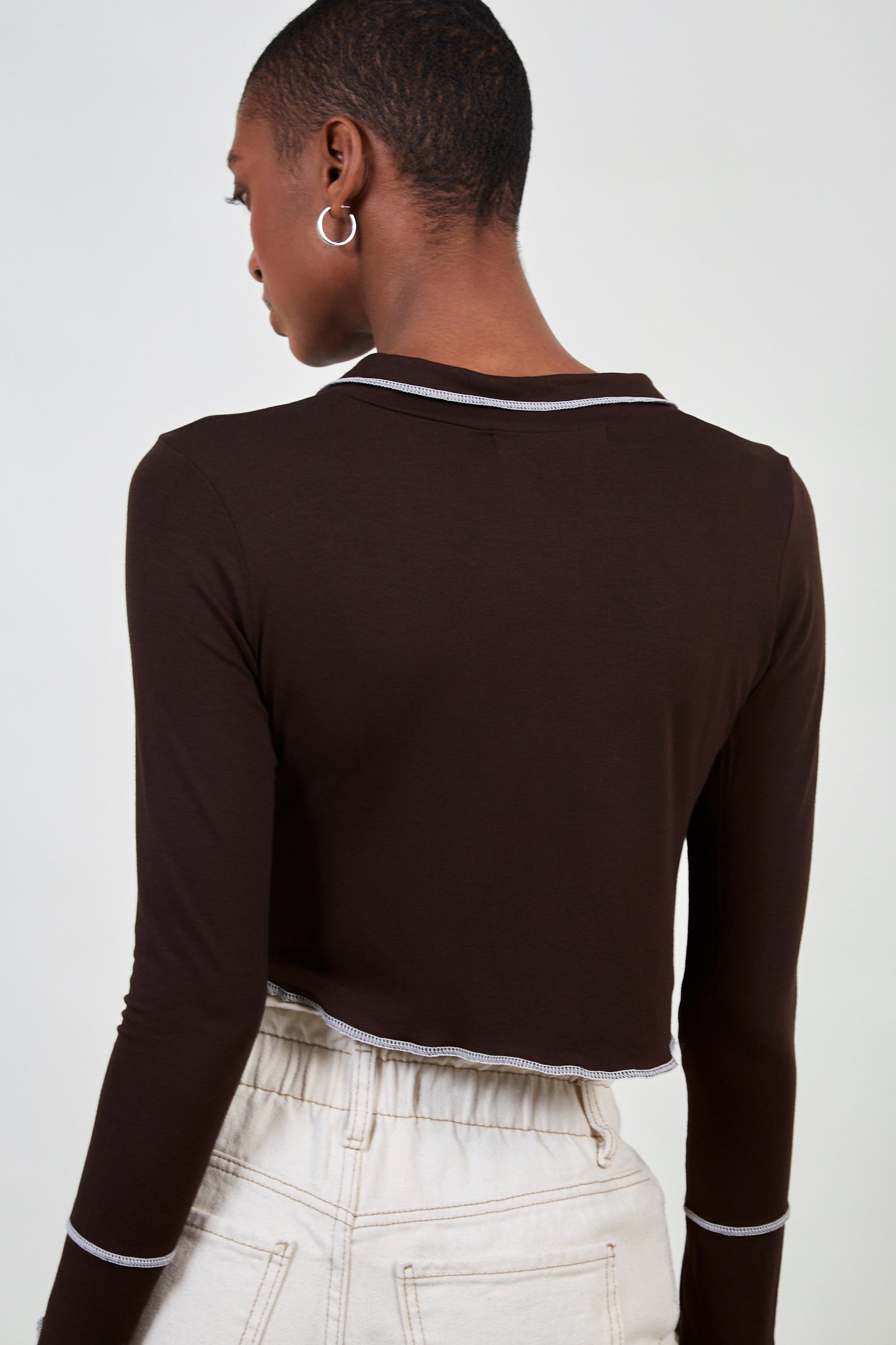 Brown contrast trim top_3