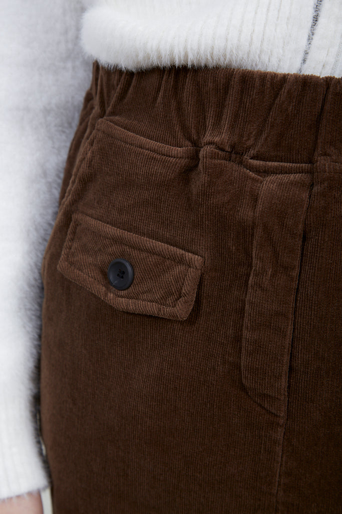 Brown corduroy slit back skirt_4