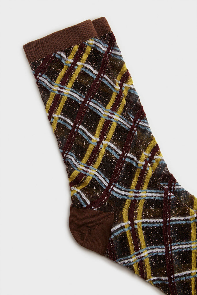 Brown criss cross multicolour sheer socks_2