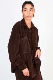 Brown thick ribbed oversized shirt