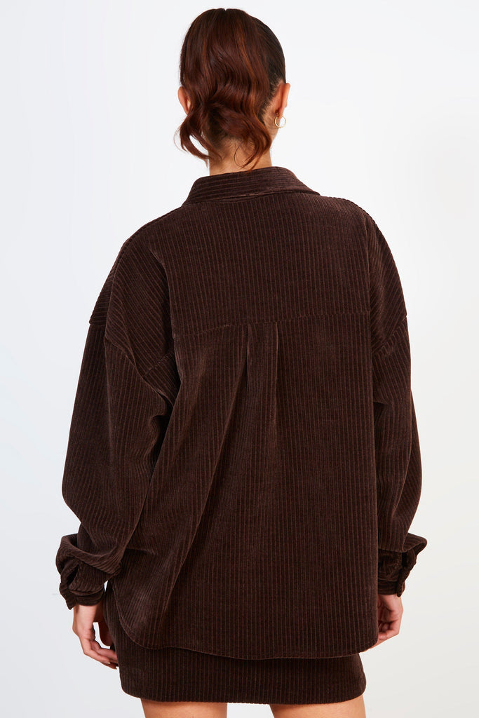 Brown thick ribbed oversized shirt_2