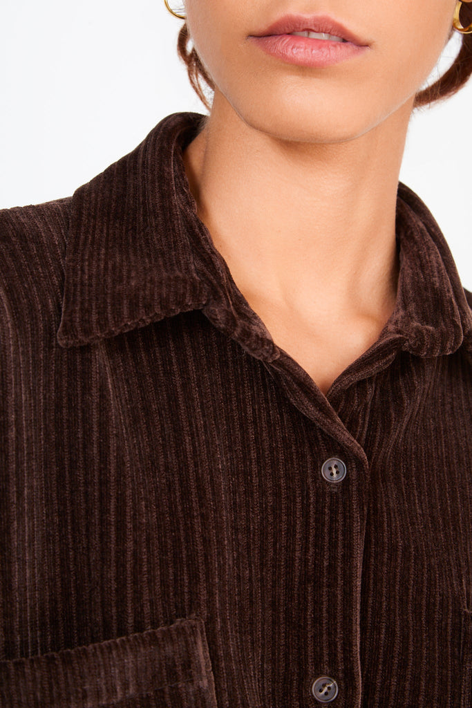 Brown thick ribbed oversized shirt_5