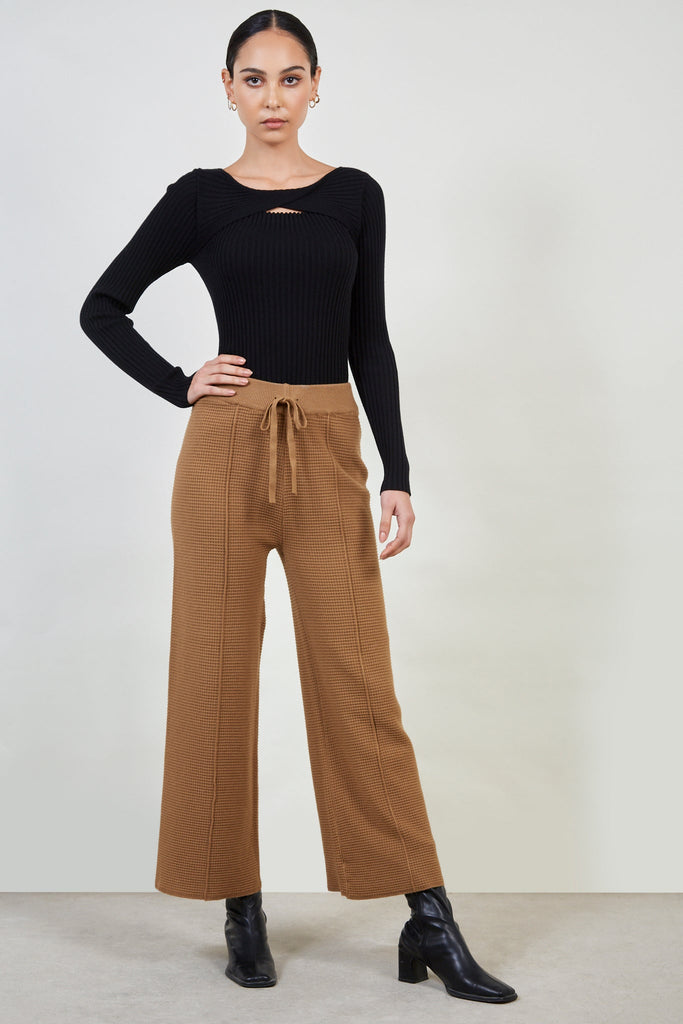 Brown waffle knit trousers_2