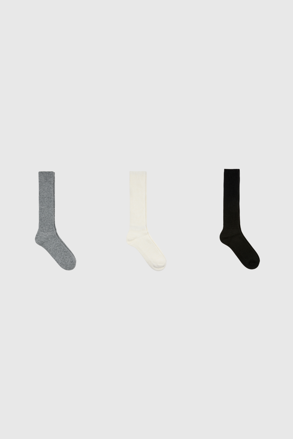 Dark thin ribbed long cashmere blend socks - Set of 3_1